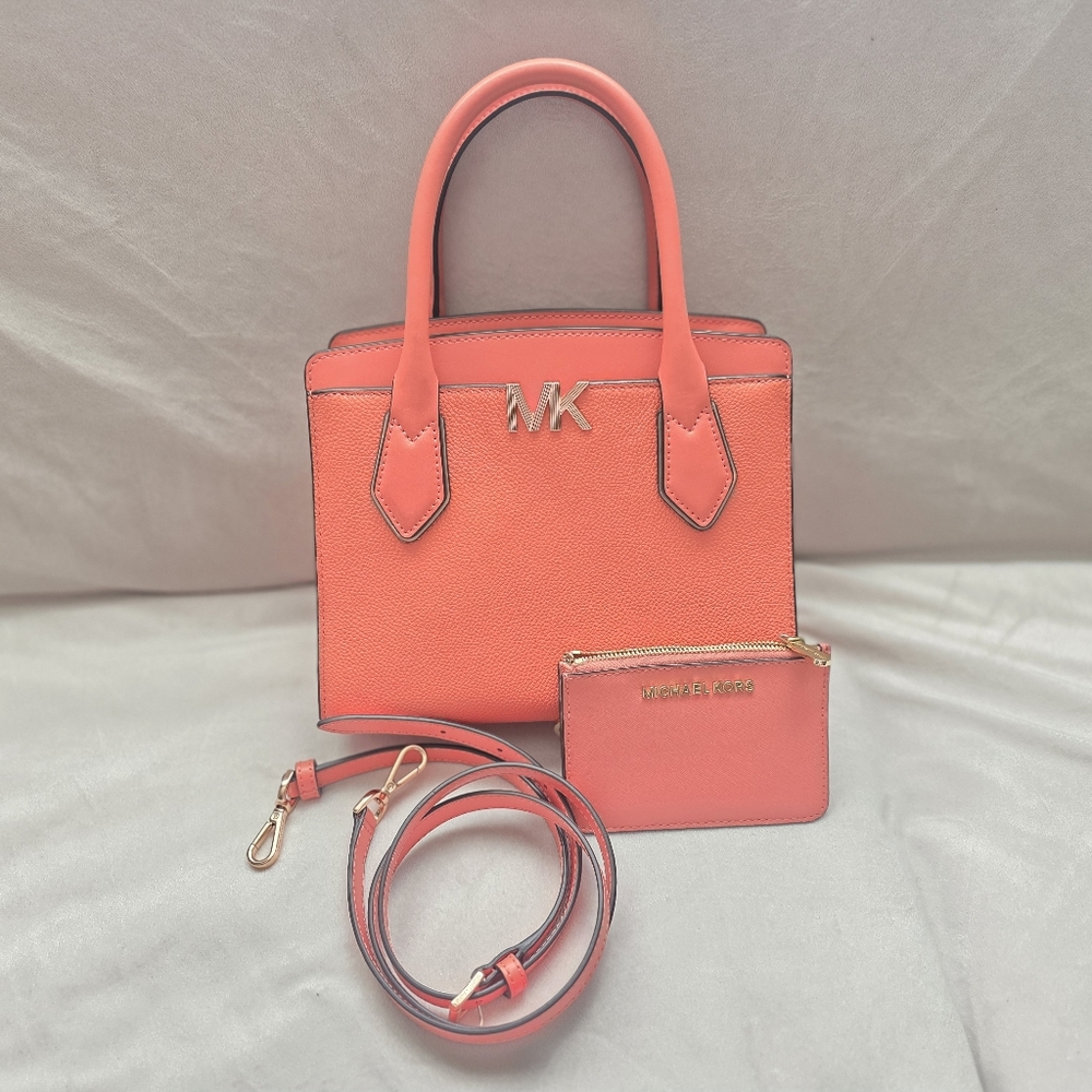 Michael Kors Coral Small Satchel and Wallet Set - Almost New Condition